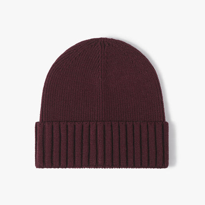 Burgundy classic solid ribbed cuffed beanie product view