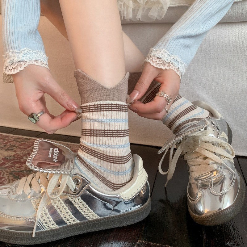 Rufia - Stripe Split V-Cuff Crew Socks