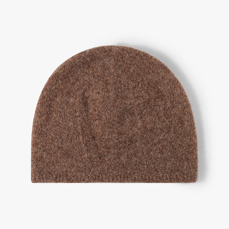 Camel brushed wool brimless knit beanie product view