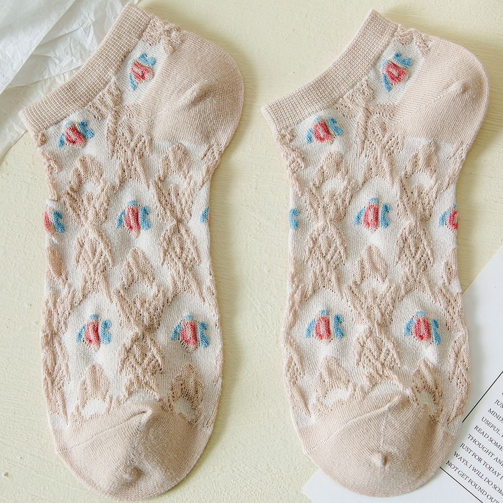 Rufia - Vintage Embossed  Floral Ankle Socks