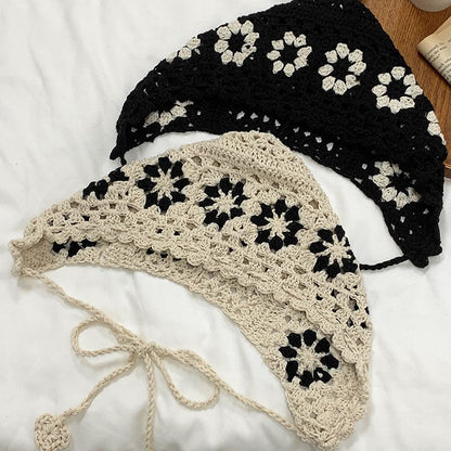 Crochet vintage hat displayed on a white background showing full hat shape