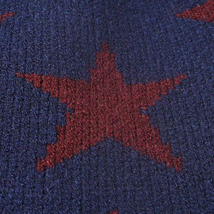 Black star jacquard fleece-lined knit beanie product view