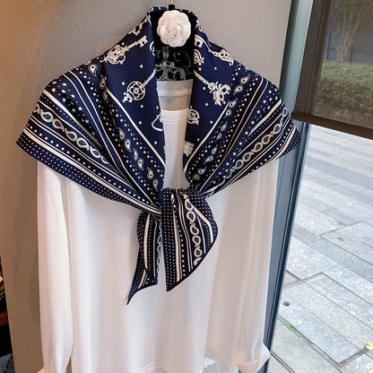 Product image for Scarvii - Paisley and Ornate Key Pattern Scarf (Navy)