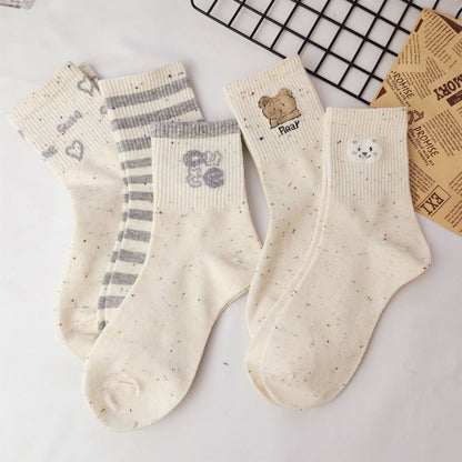 Rufia - Cute Cartoon Bear Pattern Crew Socks
