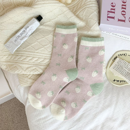 Rufia - Pastel Green & Pink Winter Socks