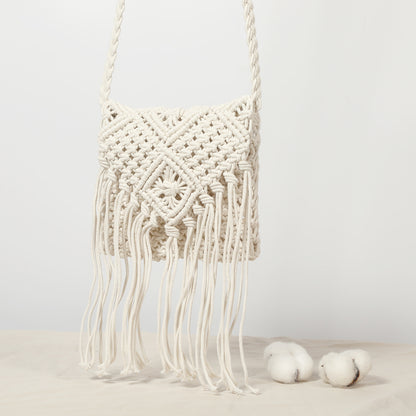 Cosbai - Handmade Cotton Rope Fringe Shoulder Bag