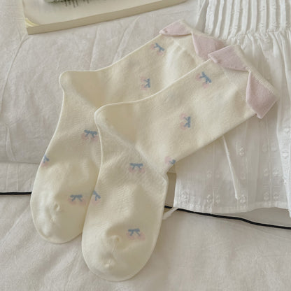 Product image for Rufia - Patterned Design Crew Socks (Beige)