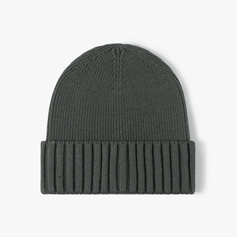 Dark Green classic solid ribbed cuffed beanie product view