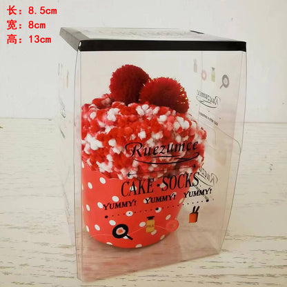 供应跨境女士蛋糕袜圣诞袜子珊瑚绒地板袜菊花纱睡眠袜cake socks