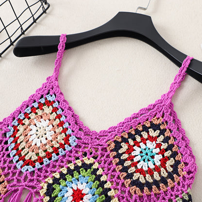 Back view of Crosa Bohemian Crochet Camisole Tank Top