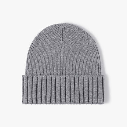 Light Gray classic solid ribbed cuffed beanie product view