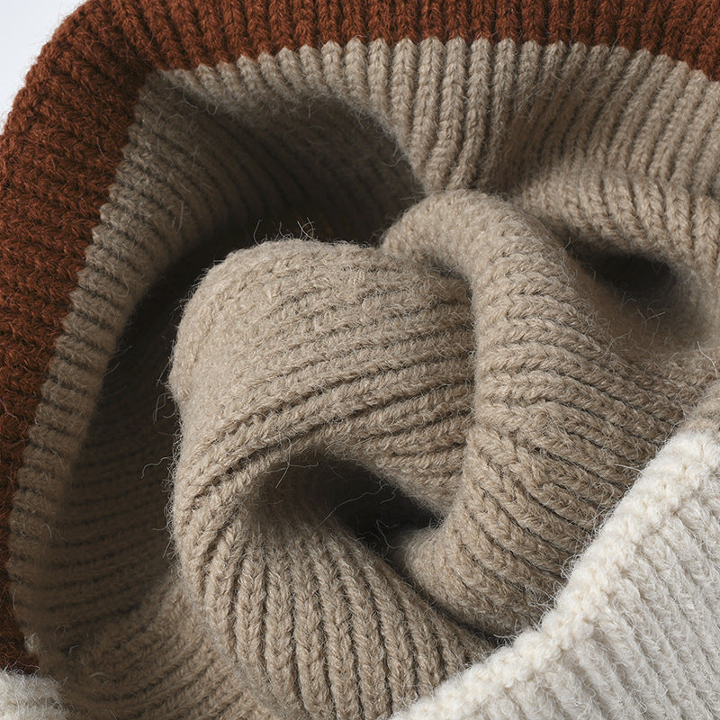 Pink colorblock single-layer knit beanie product view