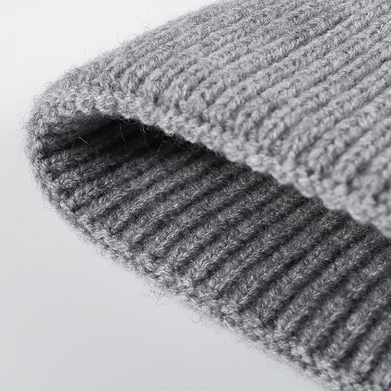 Black cable diamond faux rabbit knit beanie product view