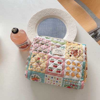 Cosbai floral storage purse cosmetic bag displayed against plain background