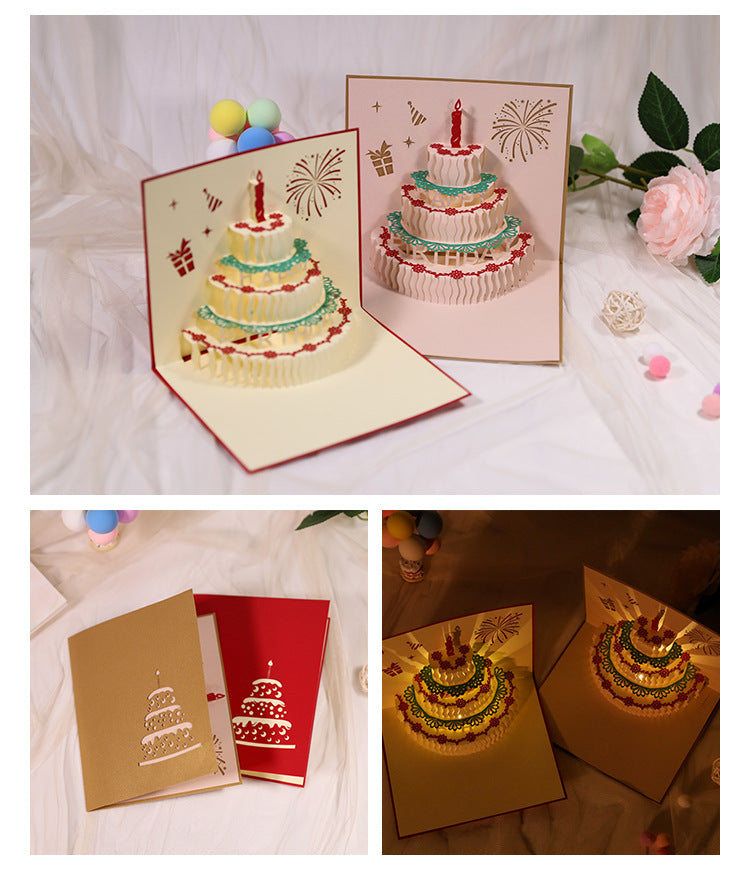 Cardoi - Birthday Cake Musical Light-Up 3D Pop-Up Greeting Card