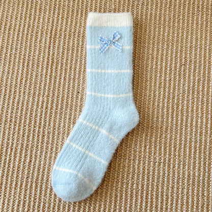 Rufia - Striped Bow Detail Cozy Crew Socks product image 11