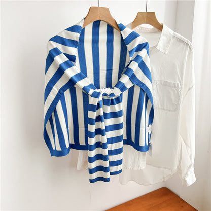 Scarvii - Striped T-Shaped Knit Scarf