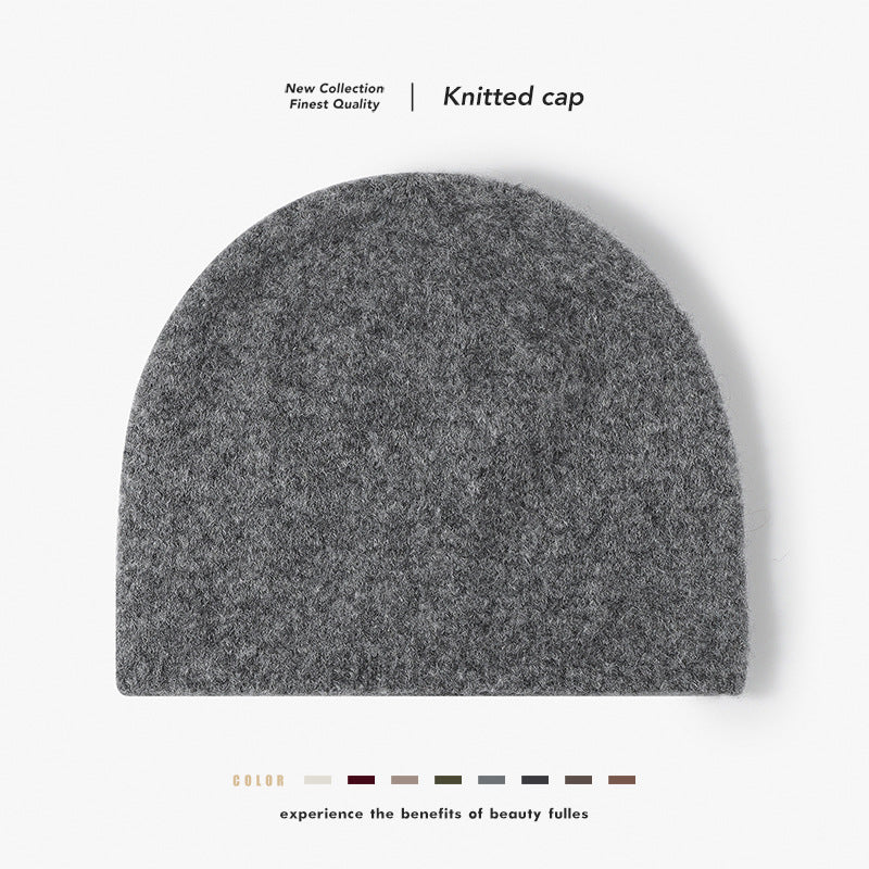 White brushed wool brimless knit beanie product view