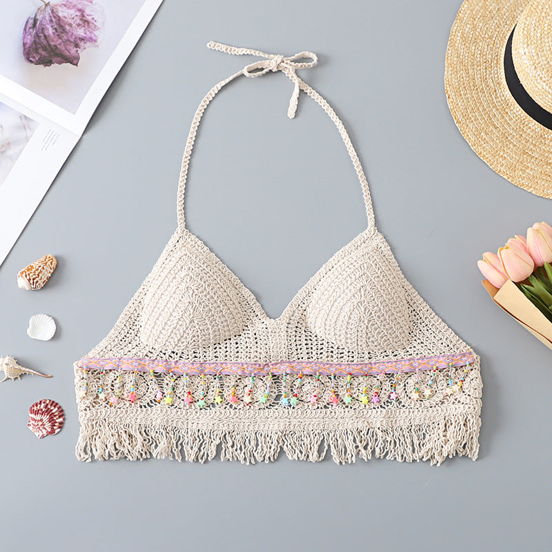 Tassel Halter Neck Bikini Top