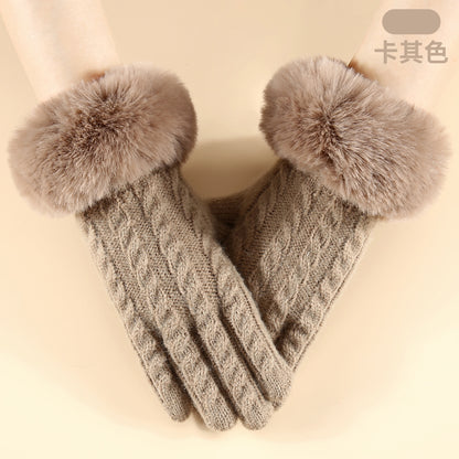 Gloving - Cable Knit Fuzzy-Cuff Gloves