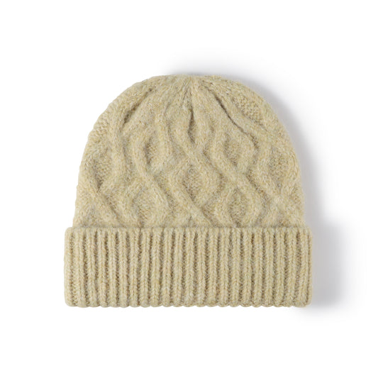 Red cable-knit cuffed beanie product view