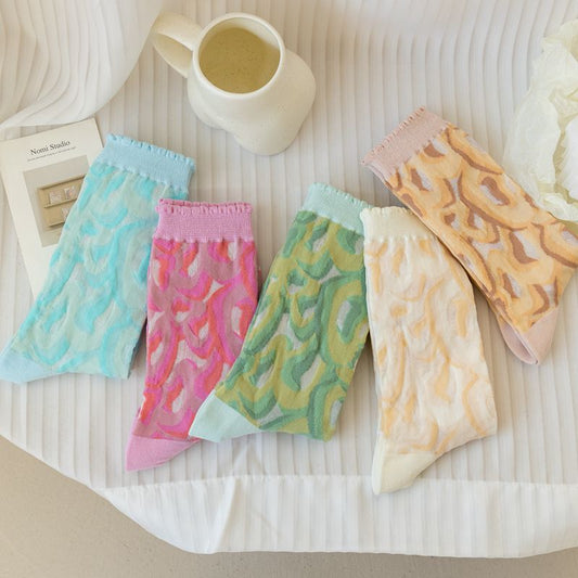 Rufia -Wavy Pattern Sheer Socks