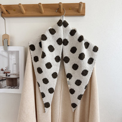 Product image for Scarvii - Fuzzy Polka Dot Triangle Scarf (Ivory)