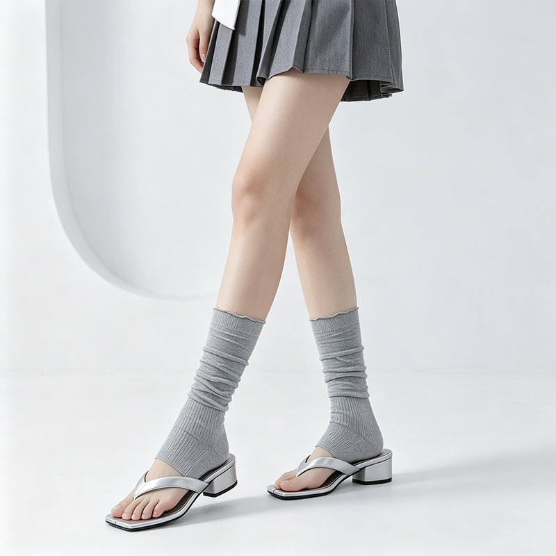 Product image for Rufia - Open-Toe Ribbed-Foot Stirrup Socks (Gray)