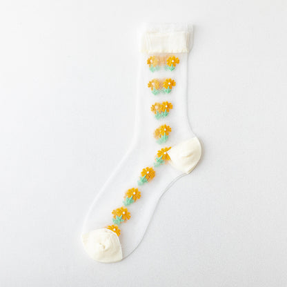 Rufia - Adorable Embroidered Sheer Socks