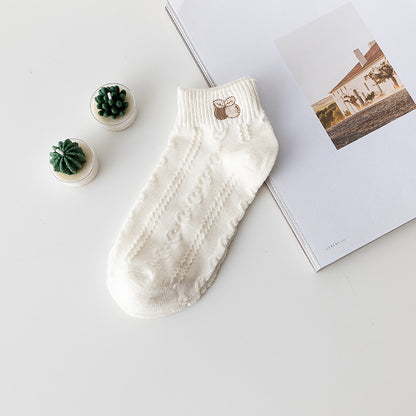 Rufia - White Embroidered Short Socks