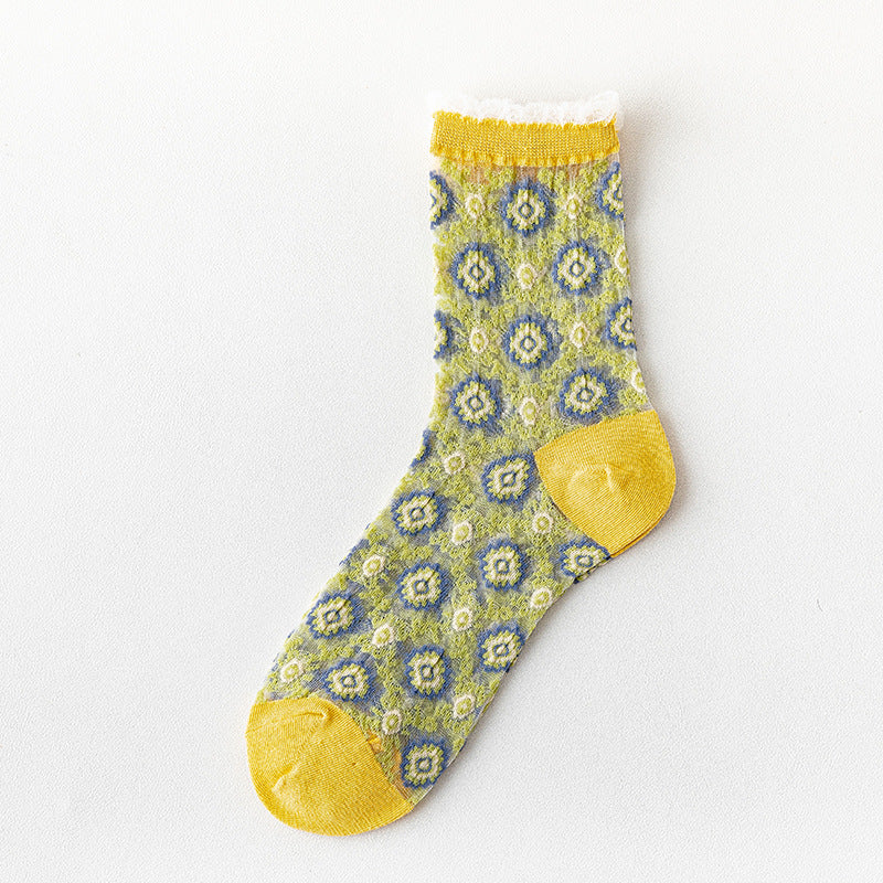 Rufia - Vintage Floral Sheer Socks