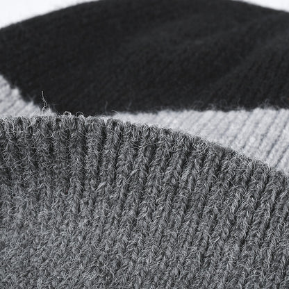Navy colorblock faux fur-lined cuffed knit beanie product view