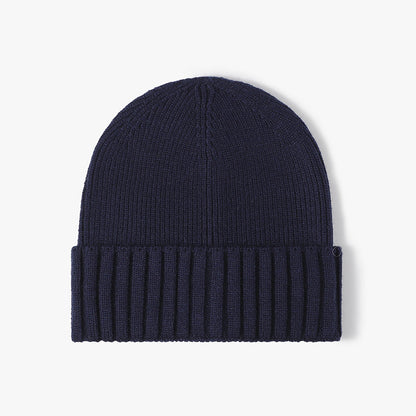 Navy classic solid ribbed cuffed beanie product view