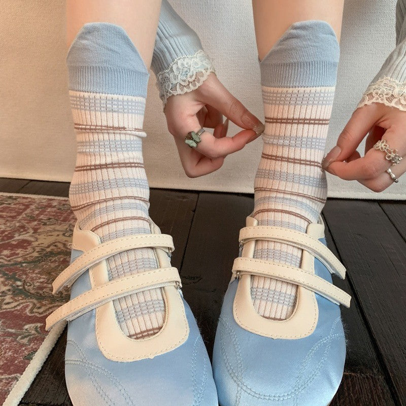 Rufia - Stripe Split V-Cuff Crew Socks