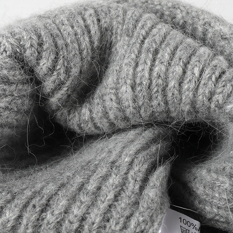 Navy contrast-stitch cuffed knit beanie product view