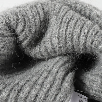 Navy contrast-stitch cuffed knit beanie product view