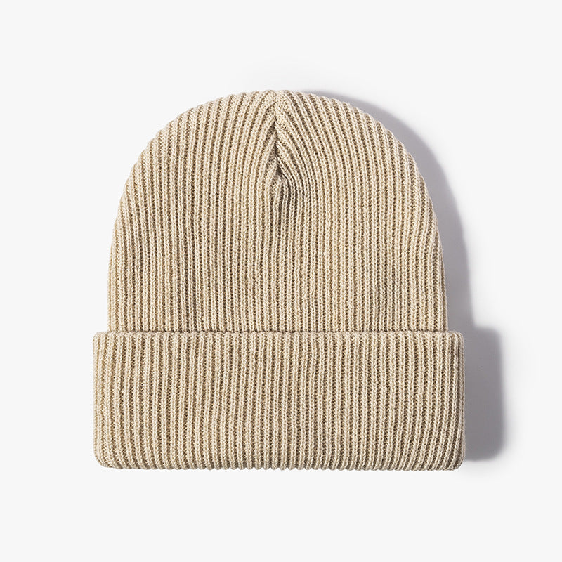 Beige essential ribbed knit beanie