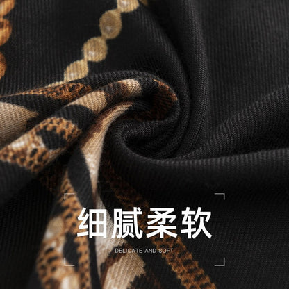 条纹印花围巾欧美街头风仿羊绒时尚保暖围脖氛围感秋冬户外披肩女