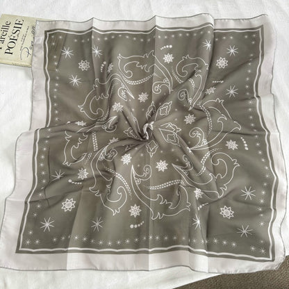 优雅花朵68cm小方巾女春秋季职场通勤穿搭小领巾装饰小丝巾围巾