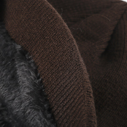 Navy contrast dash fleece-lined knit beanie product view