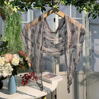Scarvii - Embroidered Lace Shawl Scarf