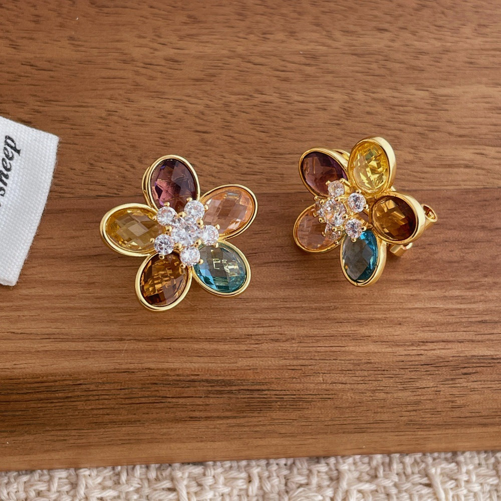 Earwish - Colorful Glass Flower Studs Earrings - Playful & Chic