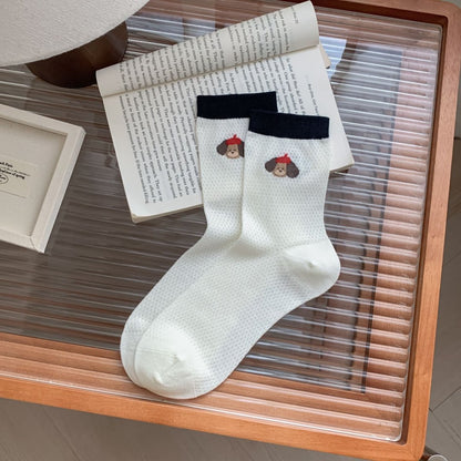 Rufia - Puppy Stripe Pattern All-Season Crew Socks