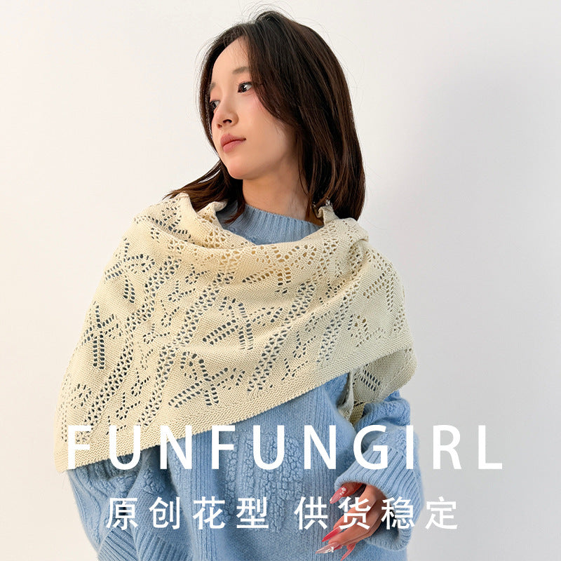 Scarvii - Bow-Like Geometric Openwork Knit Scarf