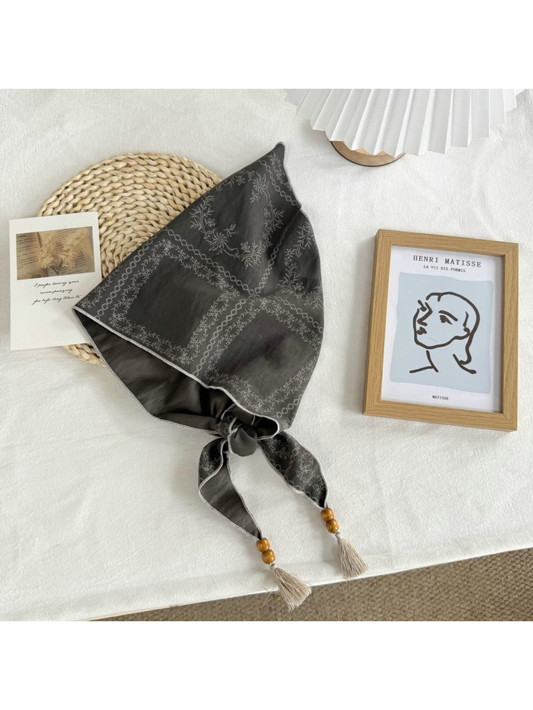 Scarvii - Dark Gray Edgy Print Triangle Scarf