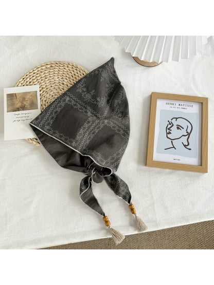 Scarvii - Dark Gray Edgy Print Triangle Scarf