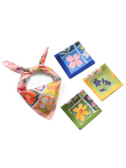 Scarvii - Romantic Floral Panel Border Print Scarf