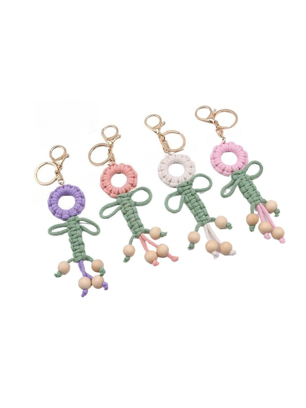 Koco Woven Flower Keychain for Bags with floral motif and woven texture