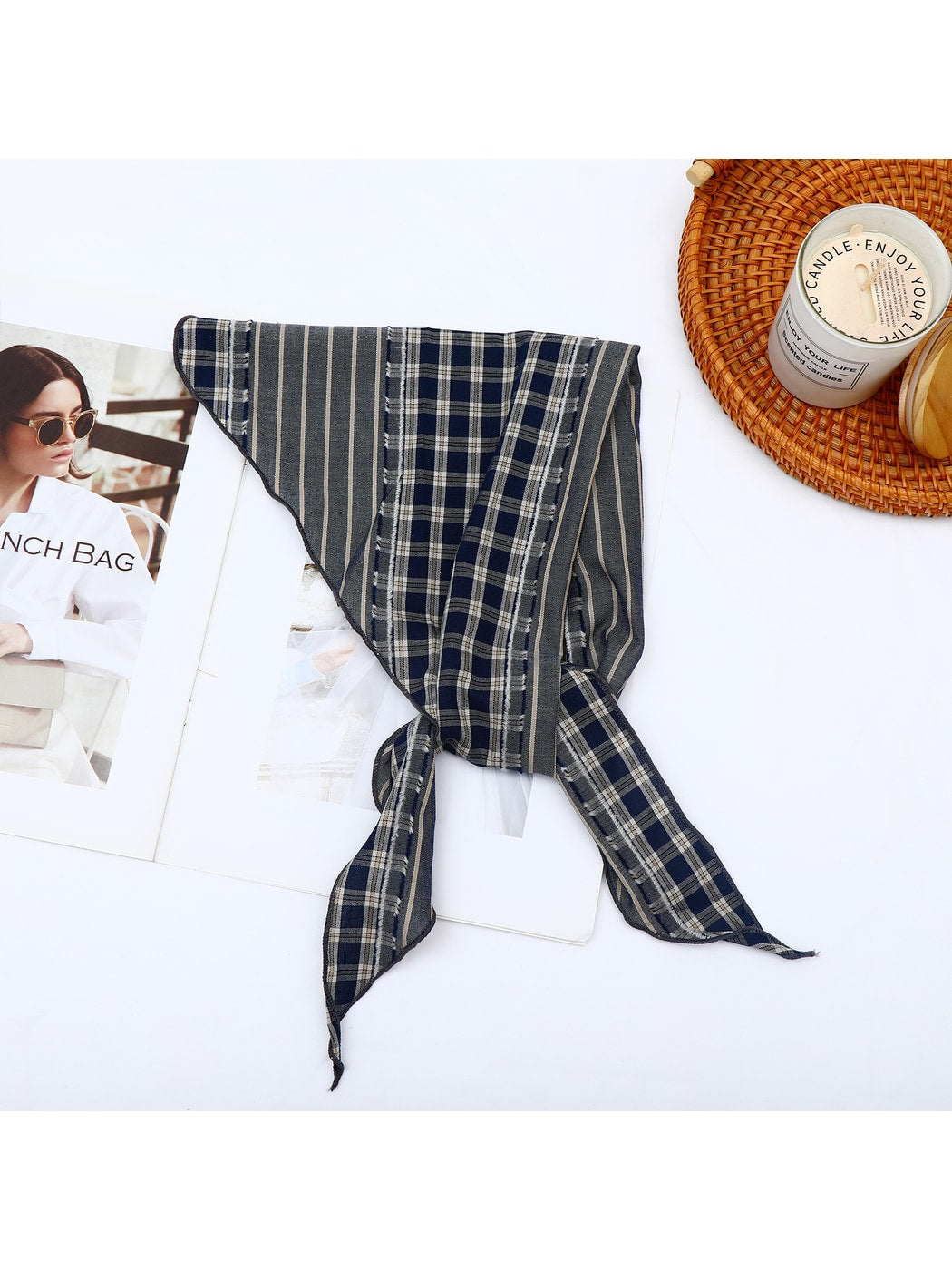 Scarvii - Geometric Printed Color-Block Triangle Bandana