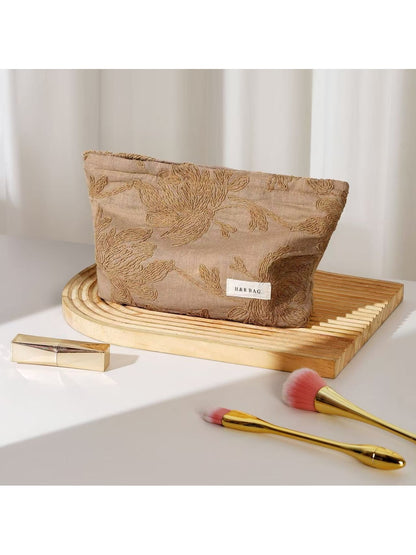 Cosbai - Floral Embossed Clutch Style Makeup Pouch